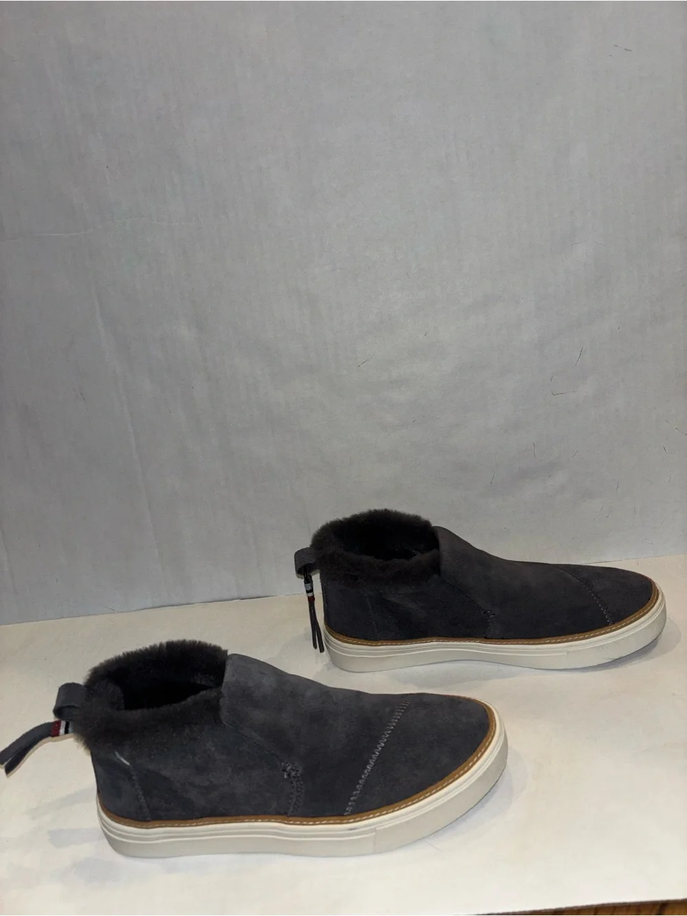 Toms Black Suede Shearling-Lined Ankle Booties
